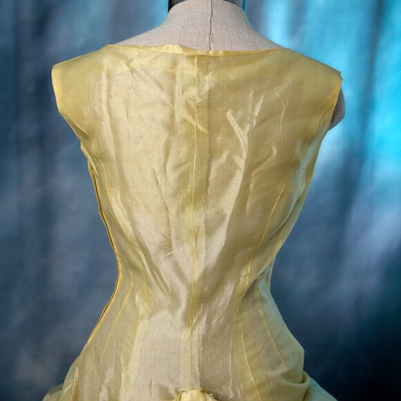 Vintage Pale Yellow 50's Party Dress with Slip - Picture 9 of 14